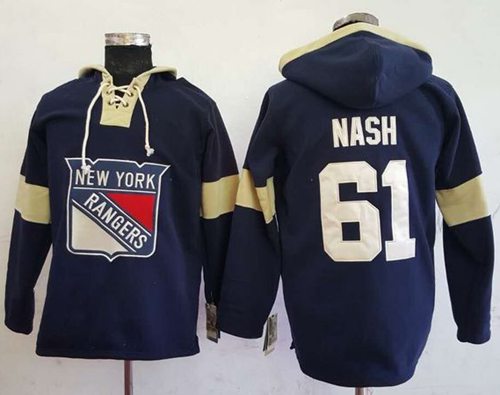 Rangers #61 Rick Nash Navy Blue Pullover Hoodie Stitched NHL Jersey